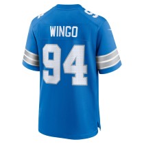 Men's Detroit Lions Mekhi Wingo Number 94 Nike Blue Team Game Jersey