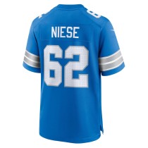 Men's Detroit Lions Michael Niese Number 62 Nike Blue Team Game Jersey