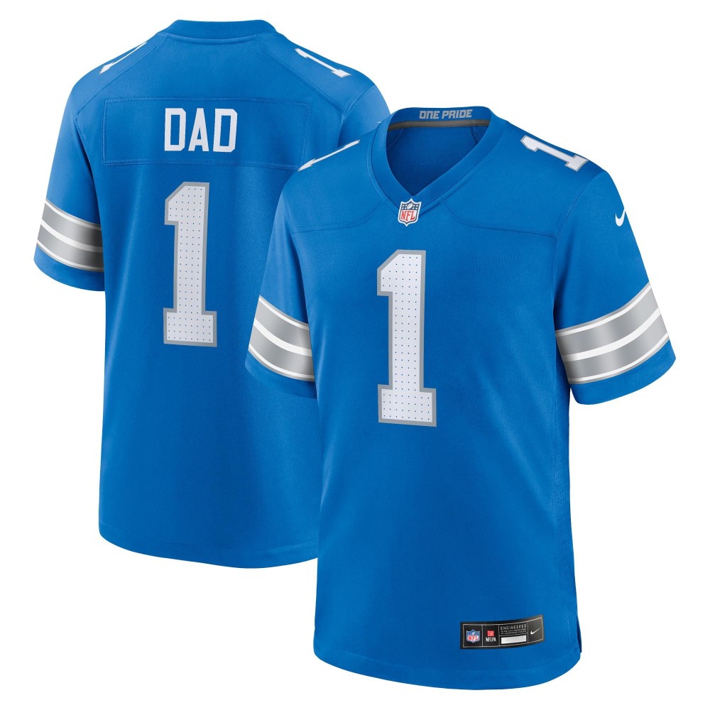 Men's Detroit Lions Dad Number 1 Nike Blue Game Jersey