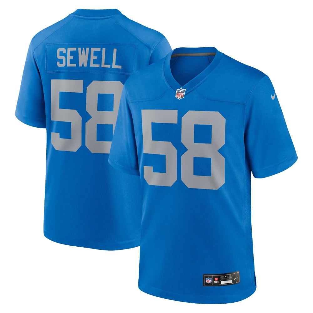 Men's Detroit Lions Penei Sewell Number 58 Nike Blue Alternate Game Jersey