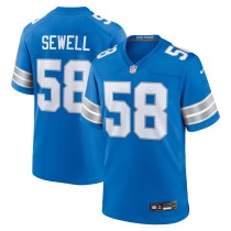 Men's Detroit Lions Penei Sewell Number 58 Nike Blue Game Jersey