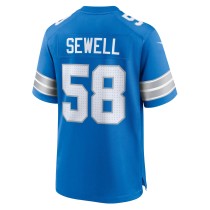 Men's Detroit Lions Penei Sewell Number 58 Nike Blue Game Jersey