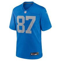 Men's Detroit Lions Sam LaPorta Number 87 Nike Blue Alternate Game Jersey