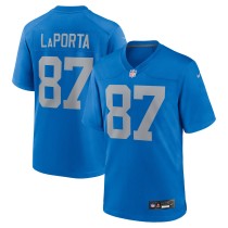 Men's Detroit Lions Sam LaPorta Number 87 Nike Blue Alternate Game Jersey