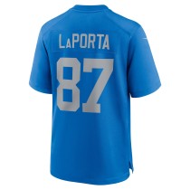 Men's Detroit Lions Sam LaPorta Number 87 Nike Blue Alternate Game Jersey