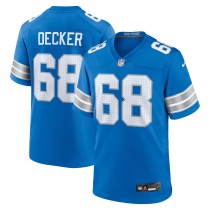 Men's Detroit Lions Taylor Decker Number 68 Nike Blue Team Game Jersey