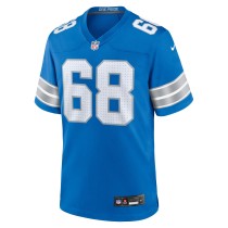 Men's Detroit Lions Taylor Decker Number 68 Nike Blue Team Game Jersey