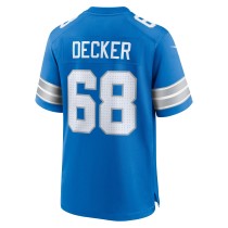 Men's Detroit Lions Taylor Decker Number 68 Nike Blue Team Game Jersey