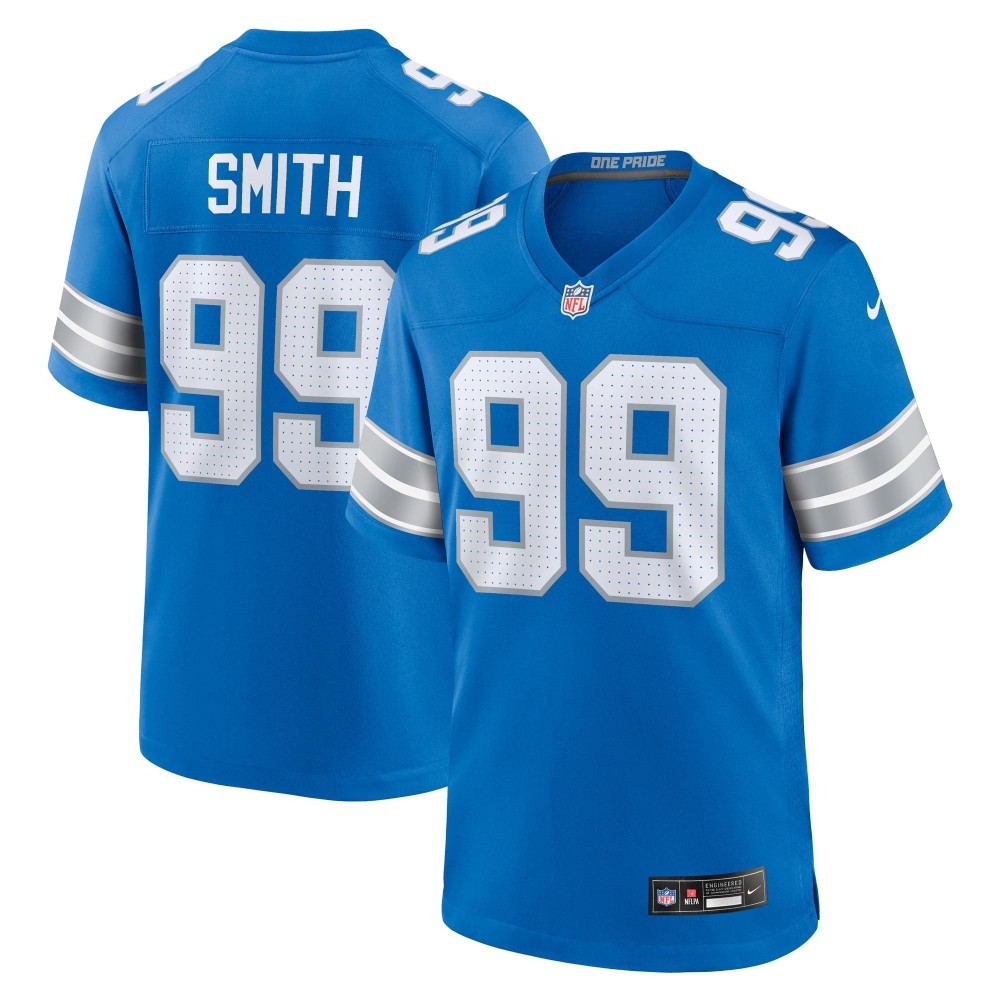 Men's Detroit Lions Za'Darius Smith Number 99 Nike Blue Team Game Jersey