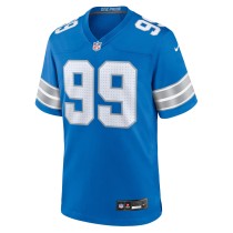 Men's Detroit Lions Za'Darius Smith Number 99 Nike Blue Team Game Jersey