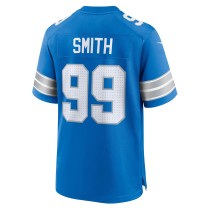 Men's Detroit Lions Za'Darius Smith Number 99 Nike Blue Team Game Jersey