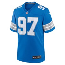 Men's Detroit Lions Aidan Hutchinson Number 97 Nike Blue Game Jersey