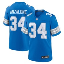 Men's Detroit Lions Alex Anzalone Number 34 Nike Blue Game Jersey