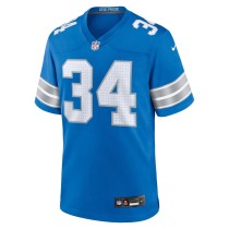 Men's Detroit Lions Alex Anzalone Number 34 Nike Blue Game Jersey