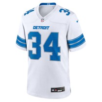 Men's Detroit Lions Alex Anzalone Number 34 Nike White Game Jersey