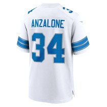 Men's Detroit Lions Alex Anzalone Number 34 Nike White Game Jersey