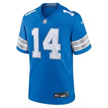 Men's Detroit Lions Amon-Ra St. Brown Number 14 Nike Blue Game Jersey