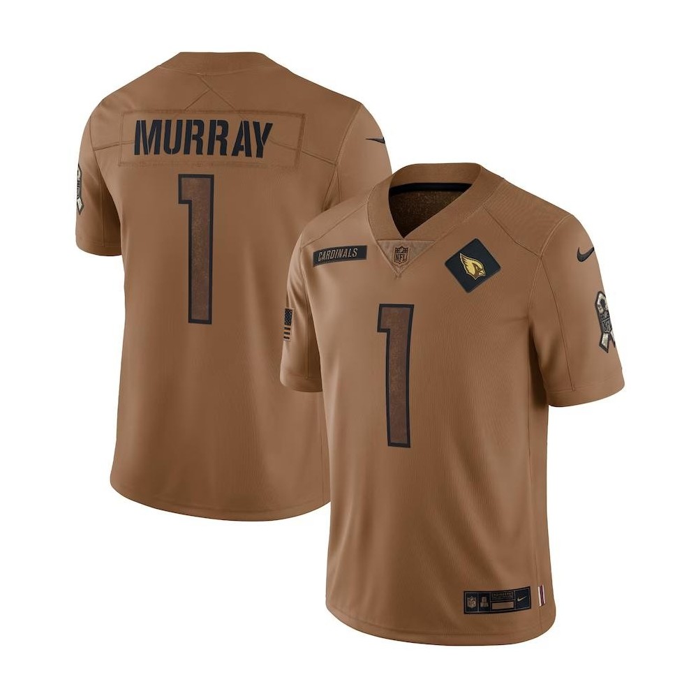 Men's Arizona Cardinals Kyler Murray Number 1 Nike Brown 2023 Salute To Service Limited Jersey