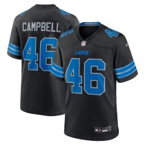 Men's Detroit Lions Jack Campbell Number 46 Nike Black Game Jersey