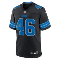 Men's Detroit Lions Jack Campbell Number 46 Nike Black Game Jersey