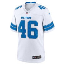 Men's Detroit Lions Jack Campbell Number 46 Nike White Game Jersey