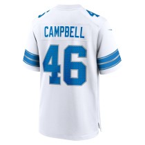 Men's Detroit Lions Jack Campbell Number 46 Nike White Game Jersey