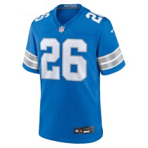 Men's Detroit Lions Jahmyr Gibbs Number 26 Nike Blue Game Jersey