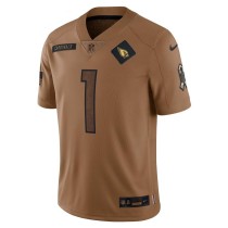 Men's Arizona Cardinals Kyler Murray Number 1 Nike Brown 2023 Salute To Service Limited Jersey