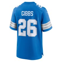 Men's Detroit Lions Jahmyr Gibbs Number 26 Nike Blue Game Jersey