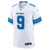 Men's Detroit Lions Jameson Williams Number 9 Nike White Game Jersey