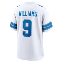 Men's Detroit Lions Jameson Williams Number 9 Nike White Game Jersey