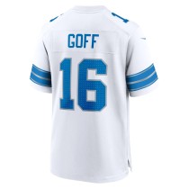 Men's Detroit Lions Jared Goff Number 16 Nike White Game Jersey