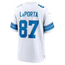 Men's Detroit Lions Sam LaPorta Number 87 Nike White Game Jersey