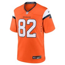 Men's Denver Broncos Adam Trautman Number 82 Nike Orange Team Game Jersey