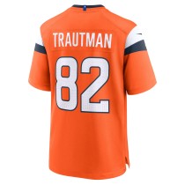 Men's Denver Broncos Adam Trautman Number 82 Nike Orange Team Game Jersey