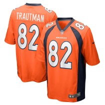 Men's Denver Broncos Adam Trautman Number 82 Nike Orange Team Game Jersey1