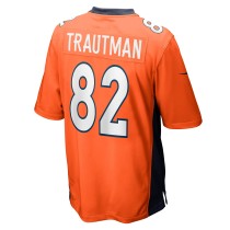 Men's Denver Broncos Adam Trautman Number 82 Nike Orange Team Game Jersey1