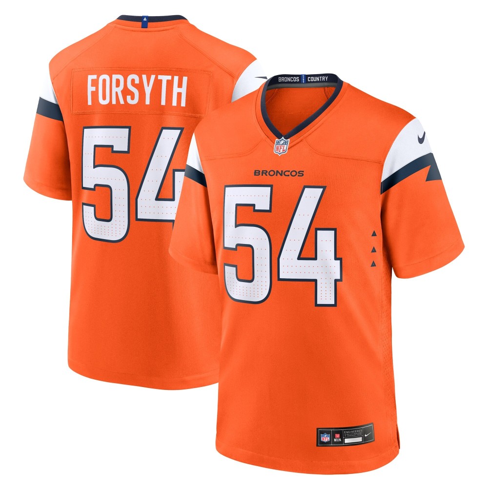 Men's Denver Broncos Alex Forsyth Number 54 Nike Orange Team Game Jersey