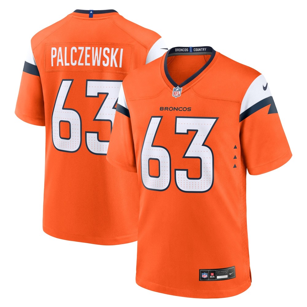 Men's Denver Broncos Alex Palczewski Number 63 Nike Orange Team Game Jersey