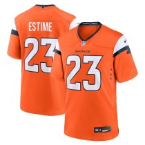 Men's Denver Broncos Audric Estime Number 23 Nike Orange Team Game Jersey