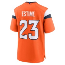 Men's Denver Broncos Audric Estime Number 23 Nike Orange Team Game Jersey