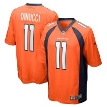 Men's Denver Broncos Ben DiNucci Number 11 Nike Orange Team Game Jersey