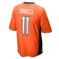 Men's Denver Broncos Ben DiNucci Number 11 Nike Orange Team Game Jersey