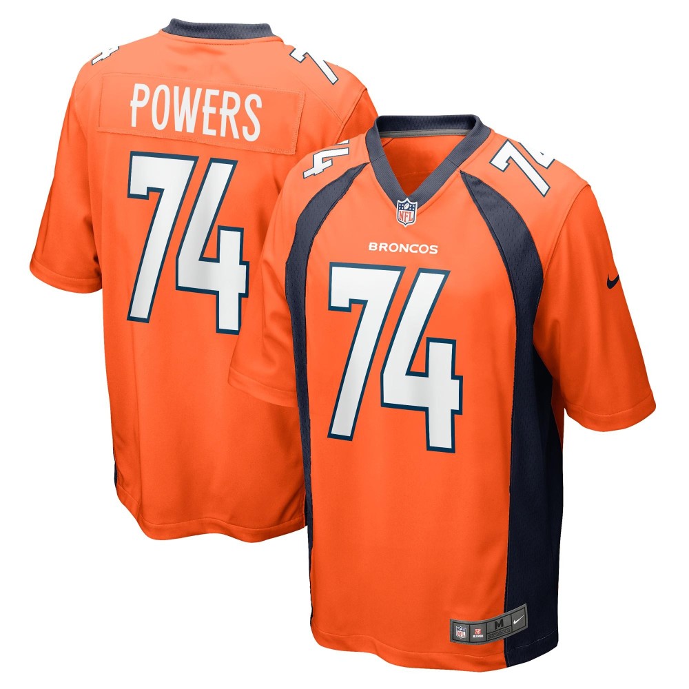 Men's Denver Broncos Ben Powers Number 74 Nike Orange Game Player Jersey