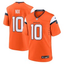 Men's Denver Broncos Bo Nix Number 10 Nike Orange Player Game Jersey