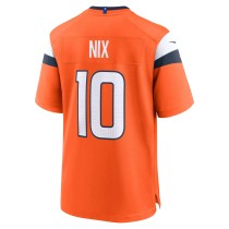 Men's Denver Broncos Bo Nix Number 10 Nike Orange Player Game Jersey