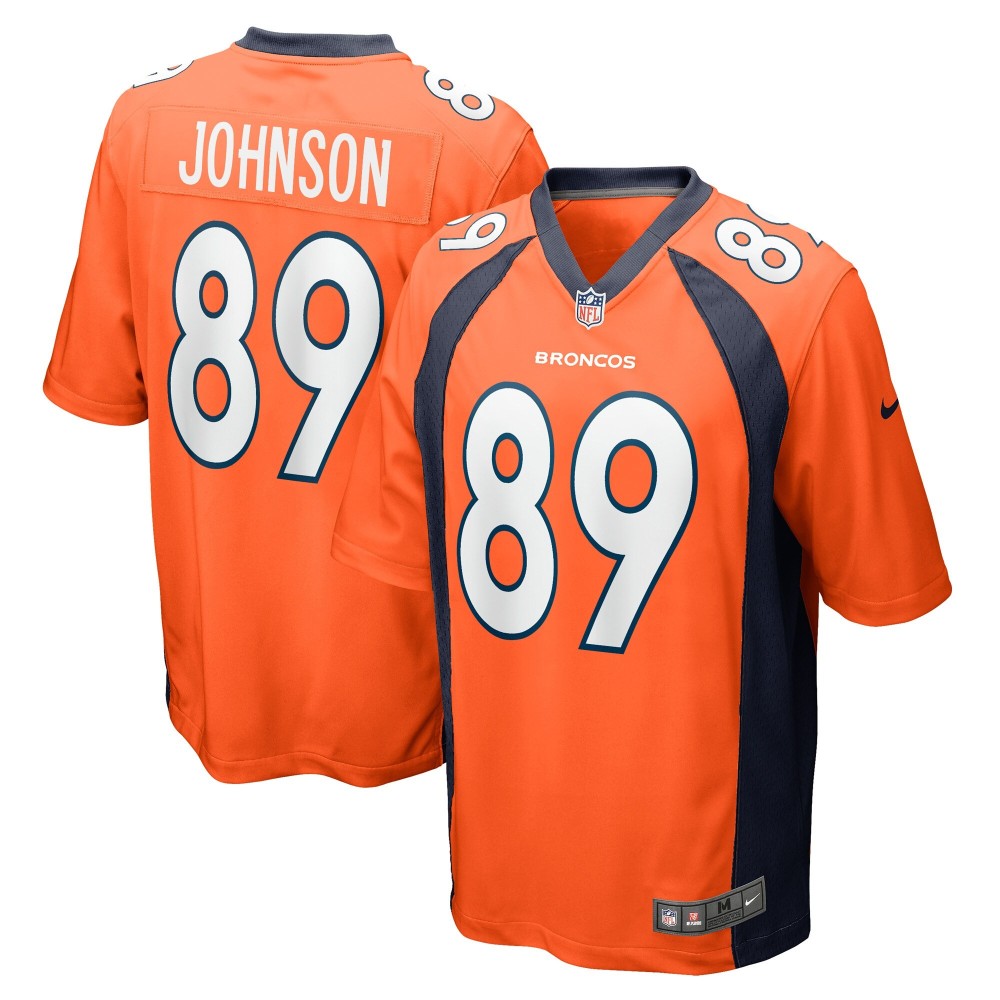 Men's Denver Broncos Brandon Johnson Number 89 Nike Orange Game Player Jersey