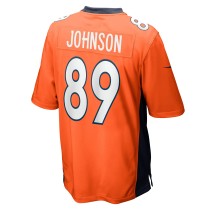 Men's Denver Broncos Brandon Johnson Number 89 Nike Orange Game Player Jersey