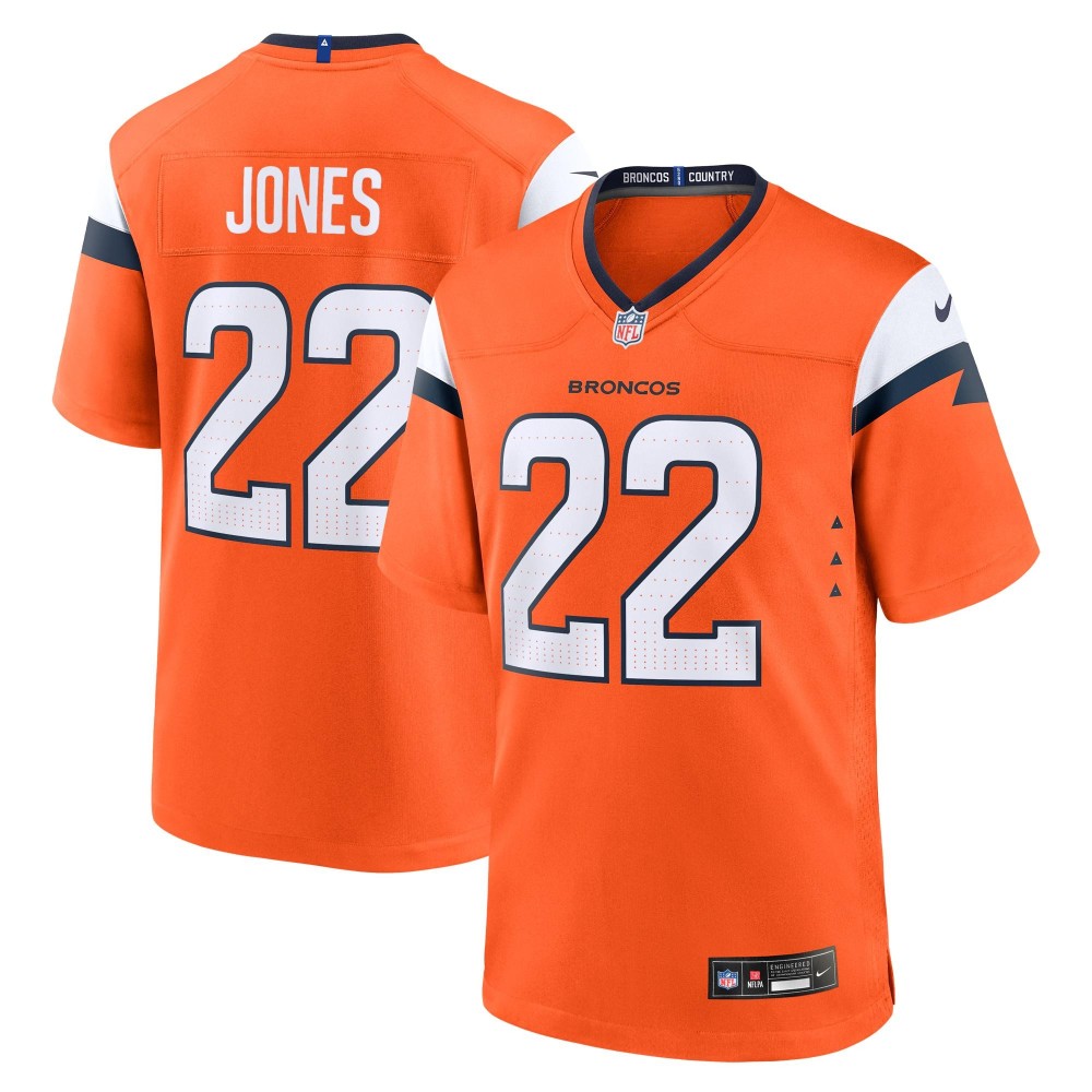 Men's Denver Broncos Brandon Jones Number 22 Nike Orange Team Game Jersey