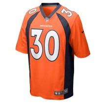 Men's Denver Broncos Caden Sterns Number 30 Nike Orange Game Jersey